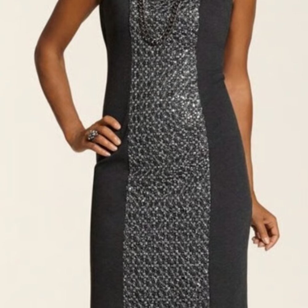 Chico’s heather grey sequin panel Talia sheath dress. - Picture 7 of 7
